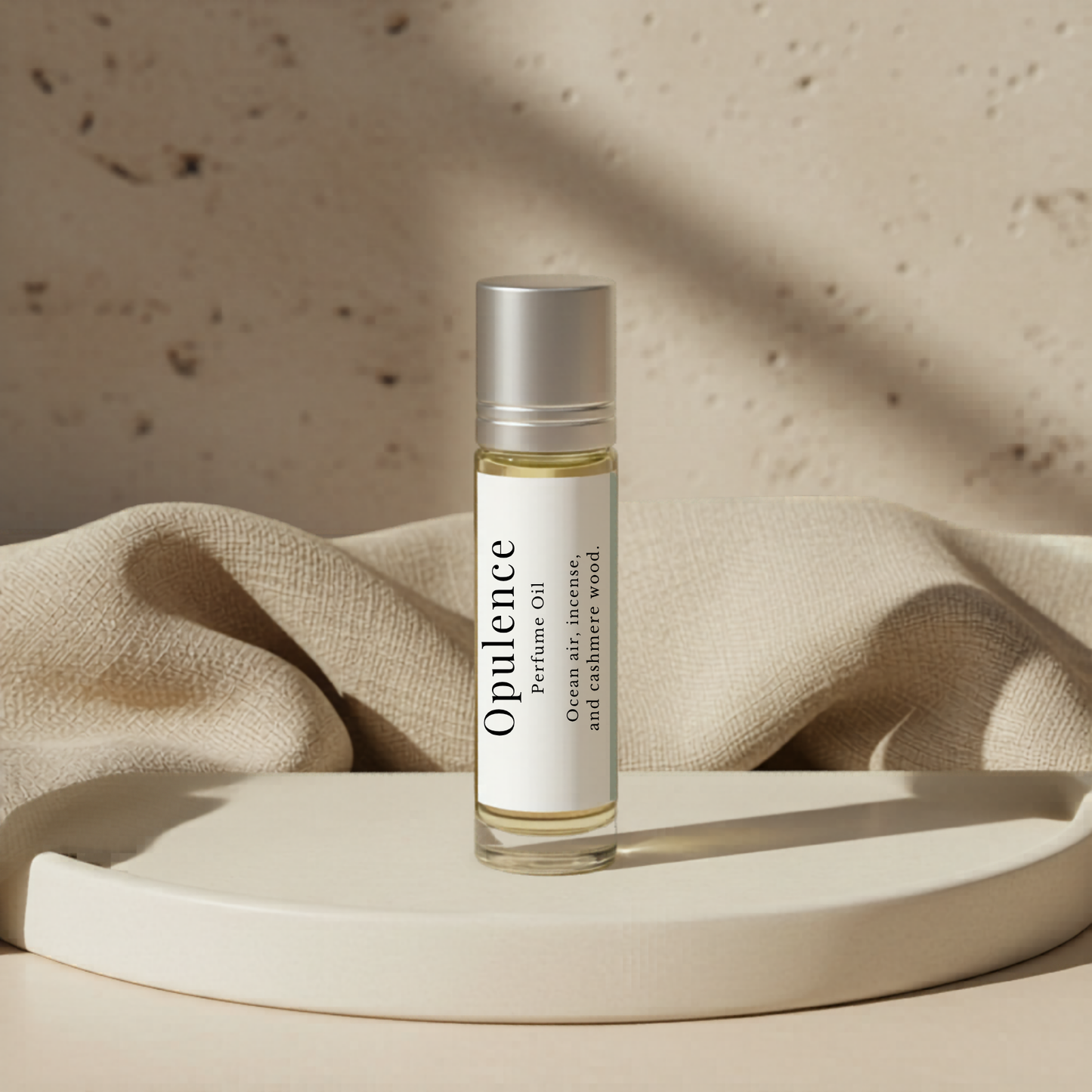 Opulence perfume oil on tray