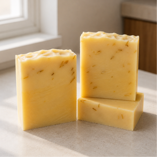 Sunlit Citrus soap on counter by window