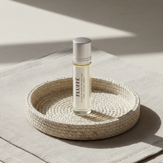 Perfume bottle labeled 'Fluffé' on a white background